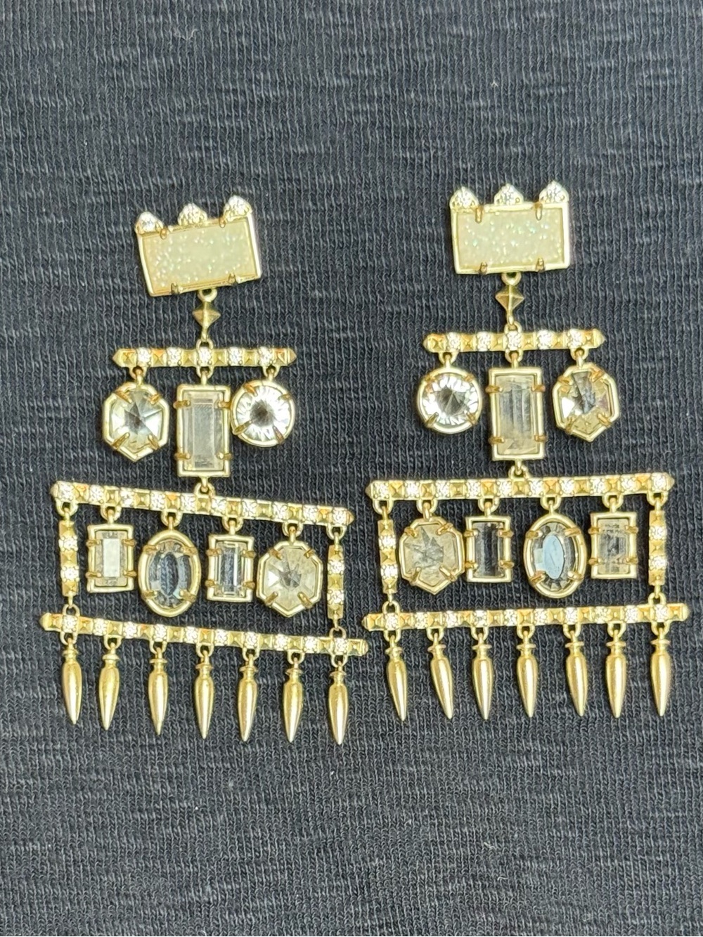 Kendra Scott Emmylou Crystal Chandelier Statement Earrings Gold